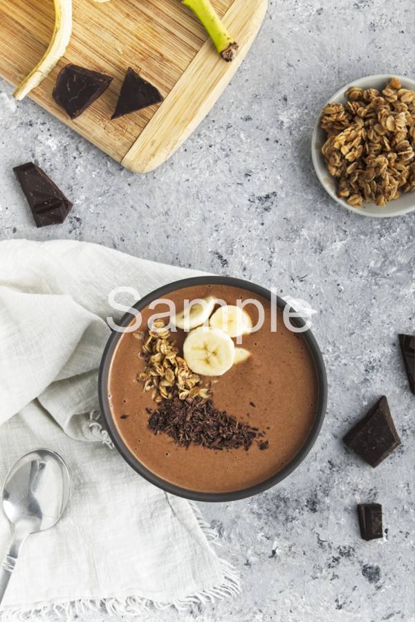 Chocolate Peanut Butter Banana Smoothie Bowl - Set 3
