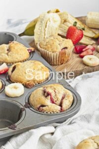 Vegan Strawberry Banana Muffins - Set 3