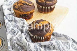 Vegan Pumpkin Chocolate Swirl Muffins - Set 1