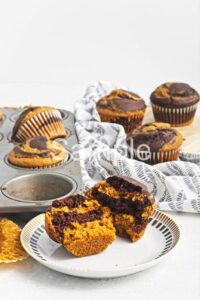 Vegan Pumpkin Chocolate Swirl Muffins - Set 1