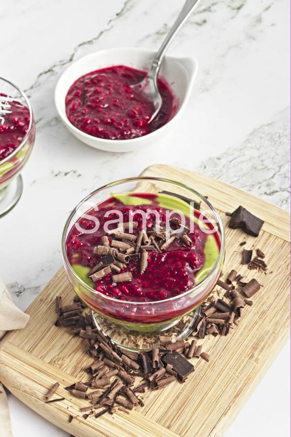 Matcha Pudding with Raspberry - Set 2