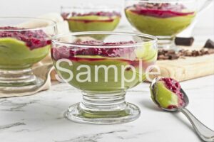 Matcha Pudding with Raspberry - Set 2