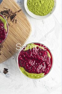 Matcha Pudding with Raspberry - Set 3