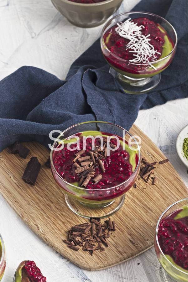Matcha Pudding with Raspberry - Set 3
