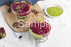 Matcha Pudding with Raspberry - Set 3