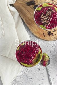 Matcha Pudding with Raspberry - Set 5