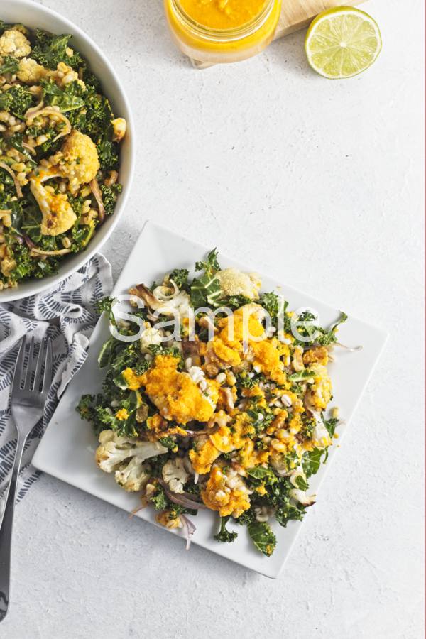 Roasted Cauliflower Barley Salad with Carrot Dressing - Set 4