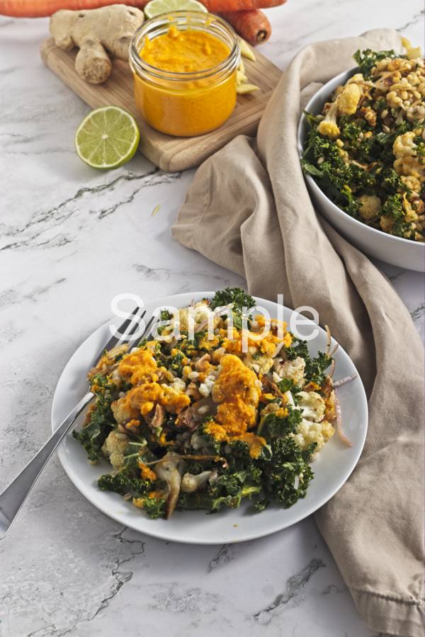 Roasted Cauliflower Barley Salad with Carrot Dressing - Set 5