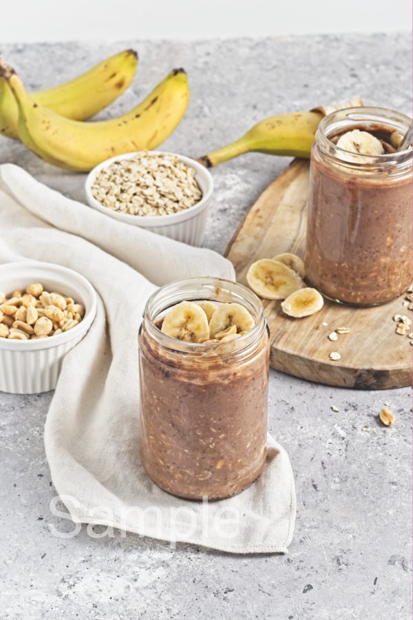 Chocolate PB Banana Overnight Oats - Set 4